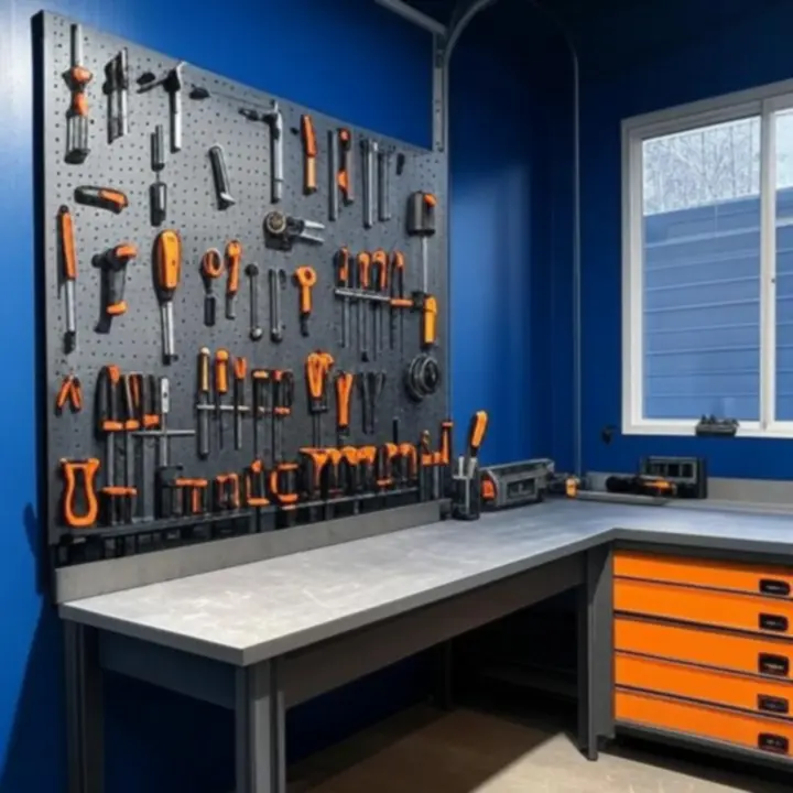 Warsztat domowy z profesjonalnymi narzędziami