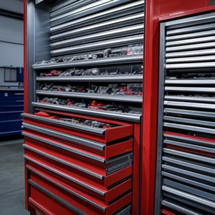Zorganizowana szafka narzędziowa z systemem przechowywania